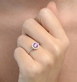 Halo 18k White Gold Diamond And Pink Sapphire Ring 0.36ct