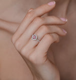 Pink Tourmaline 0.50ct And Diamond Halo 18k Gold Ring Ut39
