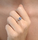 Halo Sapphire 0.75ct And Diamond 0.36ct 18k White Gold Ring