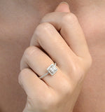 Halo Engagement Ring Ella 18k Gold Diamond Princess Cut 0.82ct Si