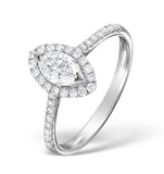 Halo Engagement Ring Ella 0.84ct H/si Marquise Diamond 18k White Gold