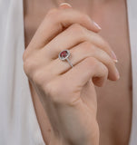 Pink Tourmaline 0.50ct And Diamond Halo 18k White Gold Ring Ut42