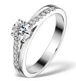 Sidestone Engagement Ring Celestine 0.65ct Si2 Diamonds 18k White Gold