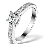 Sidestone Engagement Ring Seraphina 0.95ct Princess Diamonds 18kw Gold
