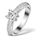 Sidestone Engagement Ring Nova 1.20ct Si2 Pave Diamonds 18k White Gold