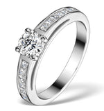 Sidestone Engagement Ring Eleri 0.90ct Vs1 Princess Diamond 18kw Gold