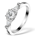 Sidestone Engagement Ring Vana 0.80ct Si1 Baguette Diamonds 18kw Gold