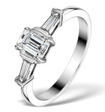 Sidestone Engagement Ring Galina 0.80ct Emerald Cut Diamond 18k Gold