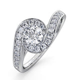 Anais Gia Diamond Engagement Halo Ring Platinum 0.82ct G/vs2
