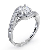 Anais Gia Diamond Engagement Halo Ring Platinum 1.28ct G/si1