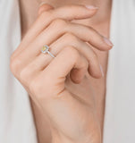 Alicia Yellow Diamond Halo Engagement Ring 0.55ct In 18k White Gold
