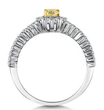 Alicia Yellow Diamond Halo Engagement Ring 0.55ct In 18k White Gold