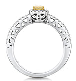 Adrianna Yellow Diamond Halo Engagement Ring 0.46ct In 18k White Gold