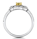 Pia Yellow Diamond Double Halo Engagement Ring 0.59ct 18k White Gold