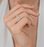 Isabella Yellow Diamond Halo Engagement Ring 0.53ct In 18k White Gold