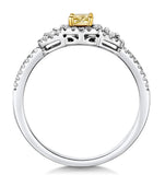 Isabella Yellow Diamond Halo Engagement Ring 0.53ct In 18k White Gold