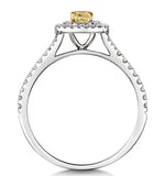 Natasha Yellow Diamond Halo Engagement Ring 0.53ct 18k White Gold