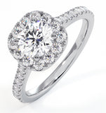 Elizabeth Gia Diamond Halo Engagement Ring 18k White Gold 1.30ct G/si2