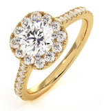 Elizabeth Gia Diamond Halo Engagement Ring In 18k Gold 1.30ct G/si1