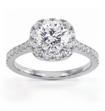 Elizabeth Gia Diamond Halo Engagement Ring In Platinum 1.50ct G/si2