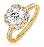 Elizabeth Lab Diamond Halo Engagement Ring In 18k Gold 2.50ct G/si1