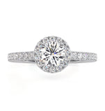 Reina Gia Diamond Halo Engagement Ring In 18k White Gold 1.10ct G/vs2