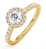 Reina Gia Diamond Halo Engagement Ring In 18k Gold 1.10ct G/si1