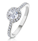 Reina Gia Diamond Halo Engagement Ring In Platinum 1.10ct G/si1