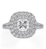 Cleopatra Gia Diamond Halo Engagement Ring In Platinum 1.45ct G/vs1