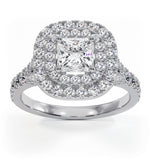 Cleopatra Gia Diamond Halo Engagement Ring 18k White Gold 1.45ct G/vs2