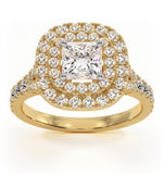 Cleopatra Gia Diamond Halo Engagement Ring In 18k Gold 1.45ct G/vs1