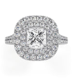 Cleopatra Gia Diamond Halo Engagement Ring 18k White Gold 1.70ct G/si2