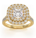 Cleopatra Gia Diamond Halo Engagement Ring In 18k Gold 1.70ct G/vs1