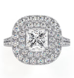 Cleopatra Gia Diamond Halo Engagement Ring 18k White Gold 1.85ct G/vs2