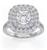 Cleopatra Gia Diamond Halo Engagement Ring 18k White Gold 1.85ct G/vs1