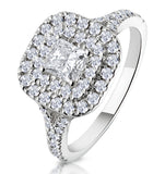 Cleopatra Gia Diamond Halo Engagement Ring In Platinum 1.20ct G/vs2