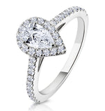 Diana Gia Diamond Pear Halo Engagement Ring Platinum 1ct G/vs1