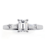 Genevieve Gia Emerald Cut Diamond Ring In 18k White Gold 0.70ct G/si2