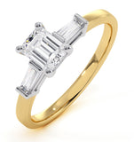 Genevieve Gia Emerald Cut Diamond Ring In 18k Gold 0.70ct G/si2