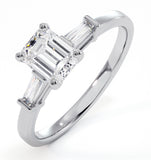 Genevieve Gia Emerald Cut Diamond Ring In 18k White Gold 0.90ct G/vs1