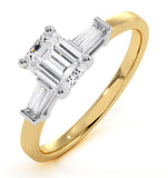 Genevieve Gia Emerald Cut Diamond Ring In 18k Gold 0.90ct G/vs1