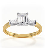 Genevieve Gia Emerald Cut Diamond Ring In 18k Gold 0.90ct G/vs2
