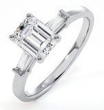 Genevieve Gia Emerald Cut Diamond Ring In Platinum 1.25ct G/vs2