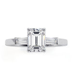 Genevieve Gia Emerald Cut Diamond Ring In 18k White Gold 1.25ct G/vs2