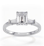 Genevieve Gia Emerald Cut Diamond Ring In 18k White Gold 1.25ct G/vs2