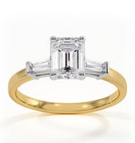 Genevieve Gia Emerald Cut Diamond Ring In 18k Gold 1.25ct G/vs2