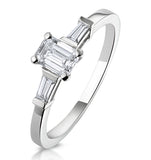 Genevieve Gia Emerald Cut Diamond Ring In Platinum 0.70ct G/si2