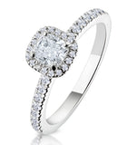 Beatrice Gia Diamond Halo Engagement Ring 18k White Gold 1ct G/vs2