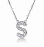 Initial 's' Necklace Diamond Encrusted Pave Set In 9k White Gold