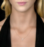 Initial 't' Necklace Diamond Encrusted Pave Set In 9k Rose Gold